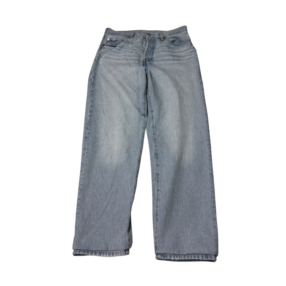 Levis Premium Big E 501 81 High Rise Straight Leg Jeans Light Wash Blue W29 L27
